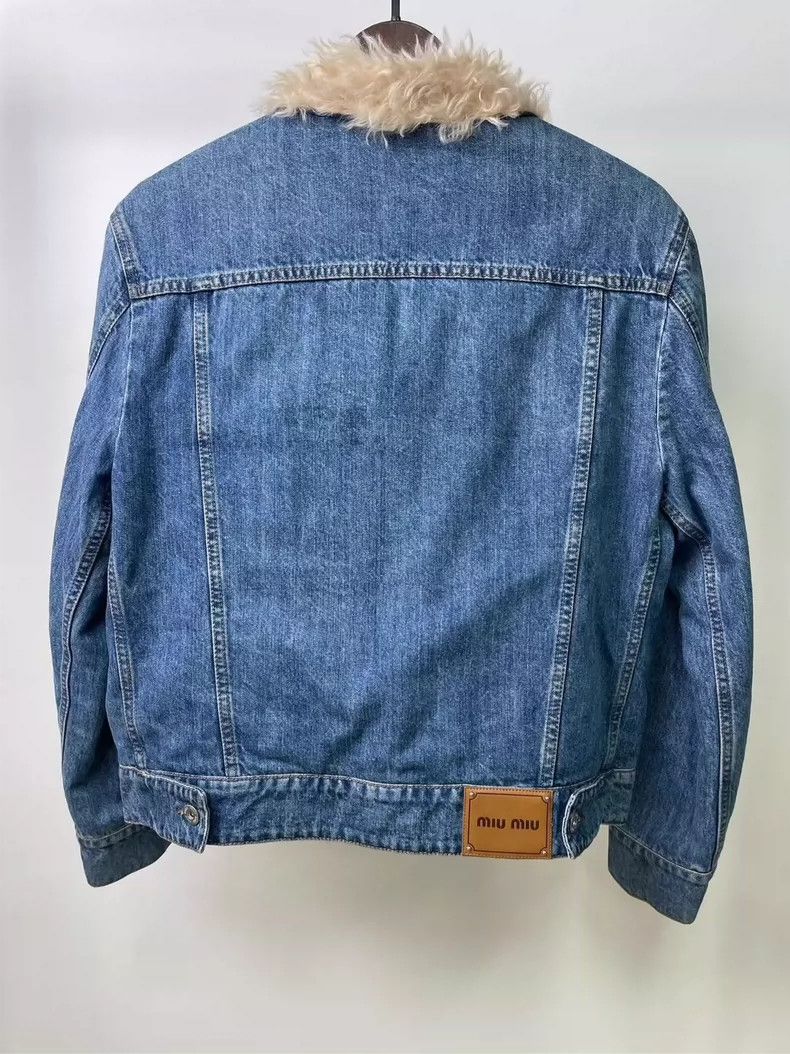 Miu Miu Miu Miu Denim Jacket with Fur Collar-yf Size US M / EU 48-50 / 2 - 2 Thumbnail