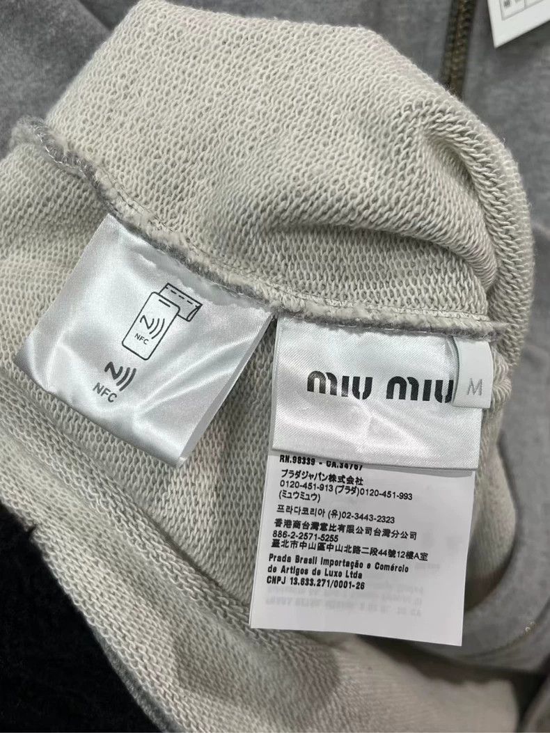 Miu Miu Miumiu Gray Cotton Embroidered Hoodie-yf Size US M / EU 48-50 / 2 - 4 Thumbnail