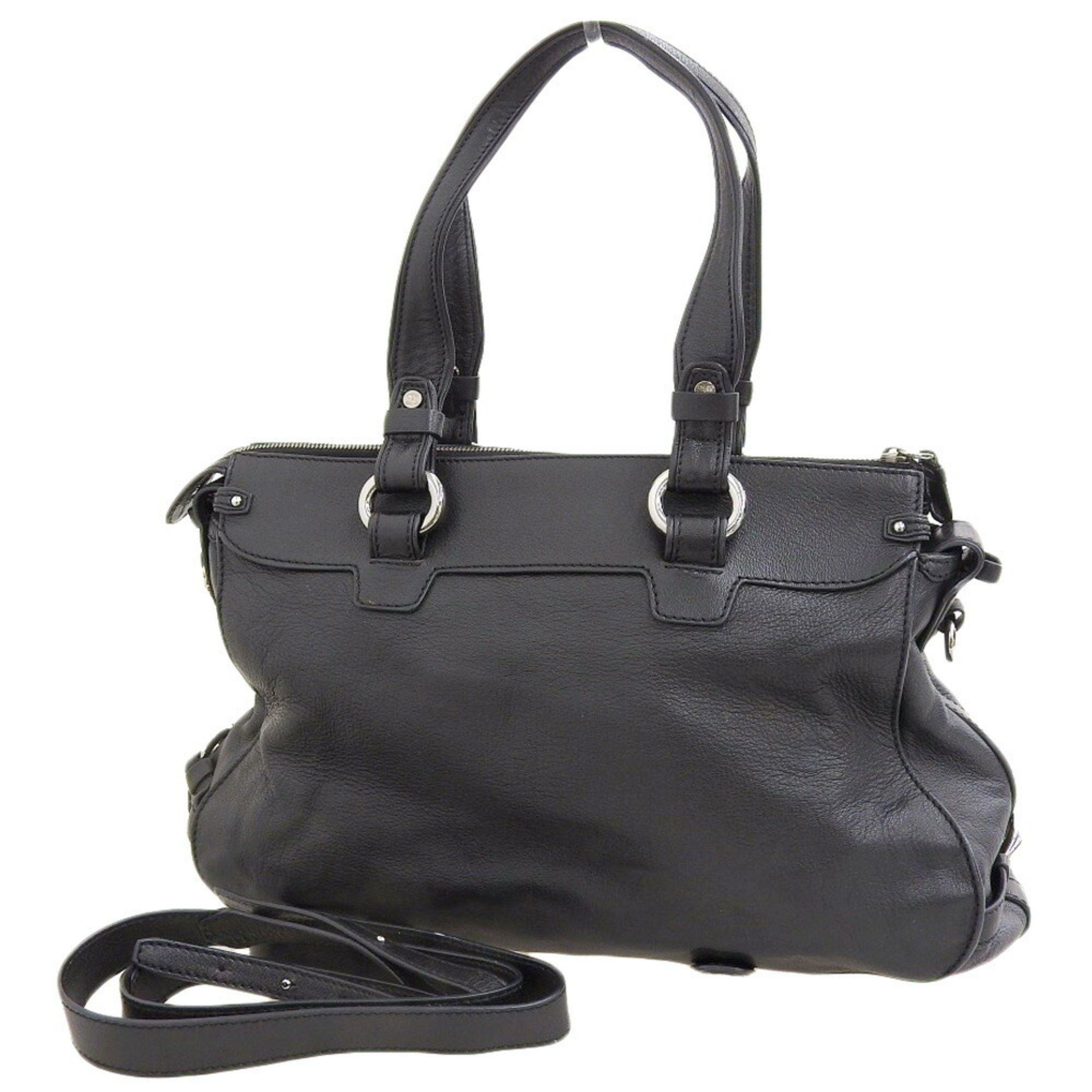 Celine CELINE Triomphe bag, handbag, shoulder leather, black, side buckle Size ONE SIZE - 2 Thumbnail