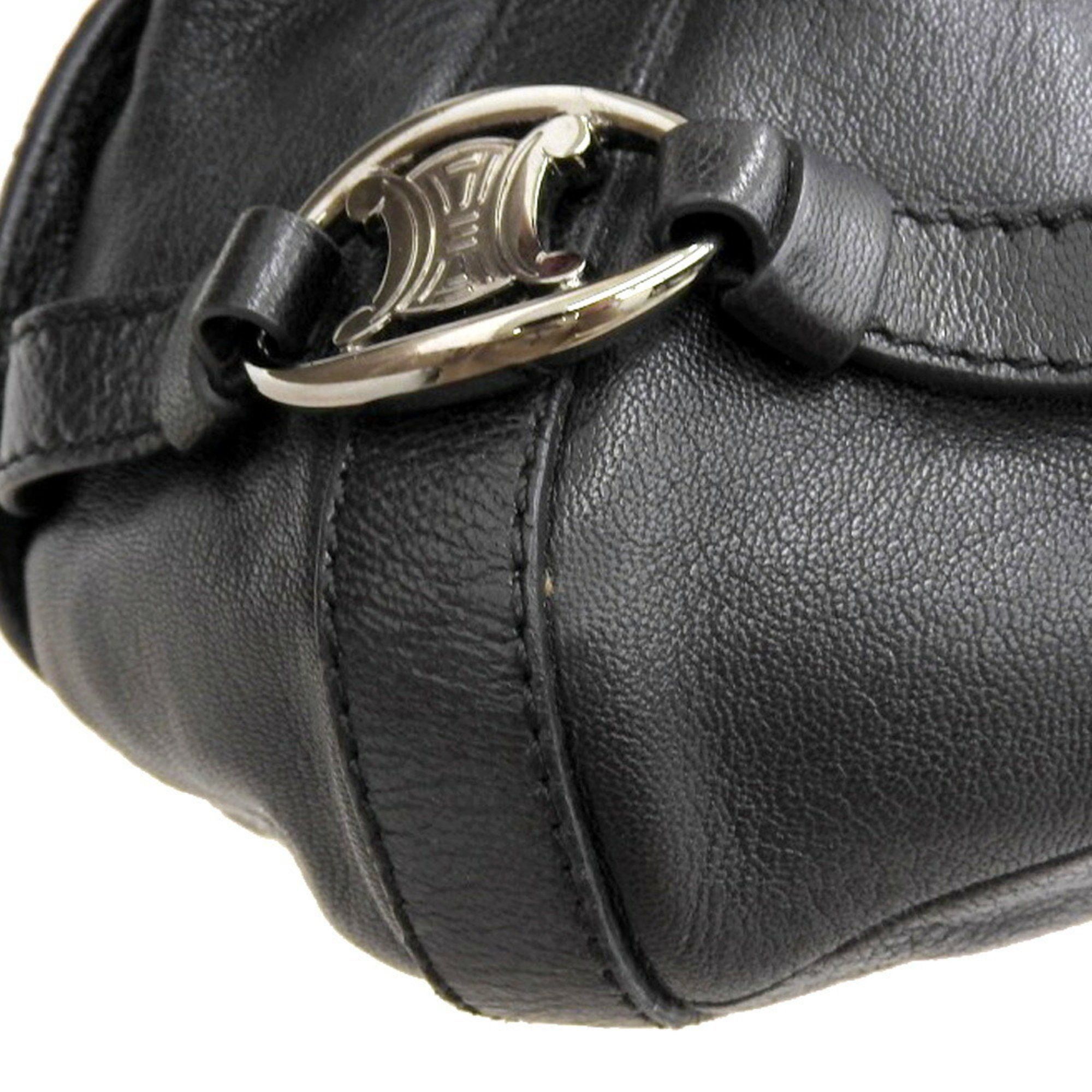 Celine CELINE Triomphe bag, handbag, shoulder leather, black, side buckle Size ONE SIZE - 6 Thumbnail