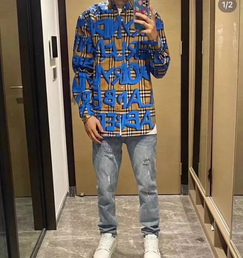 Burberry Burberry Graffiti Check Shirt with Tags-yf | Grailed