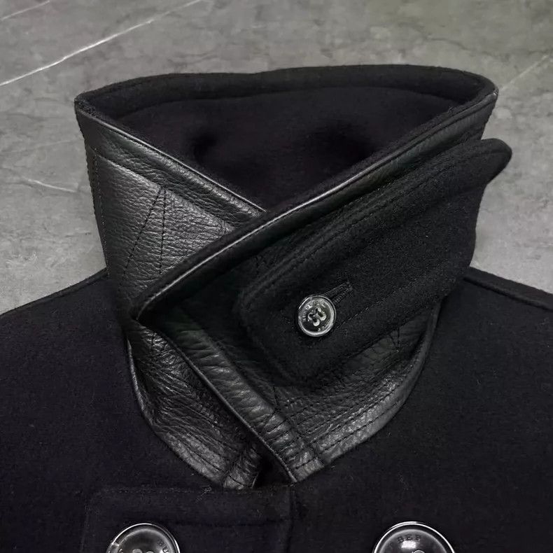 Burberry Burberry Black Wool Coat with Leather Collar-yf Size US S / EU 44-46 / 1 - 5 Thumbnail