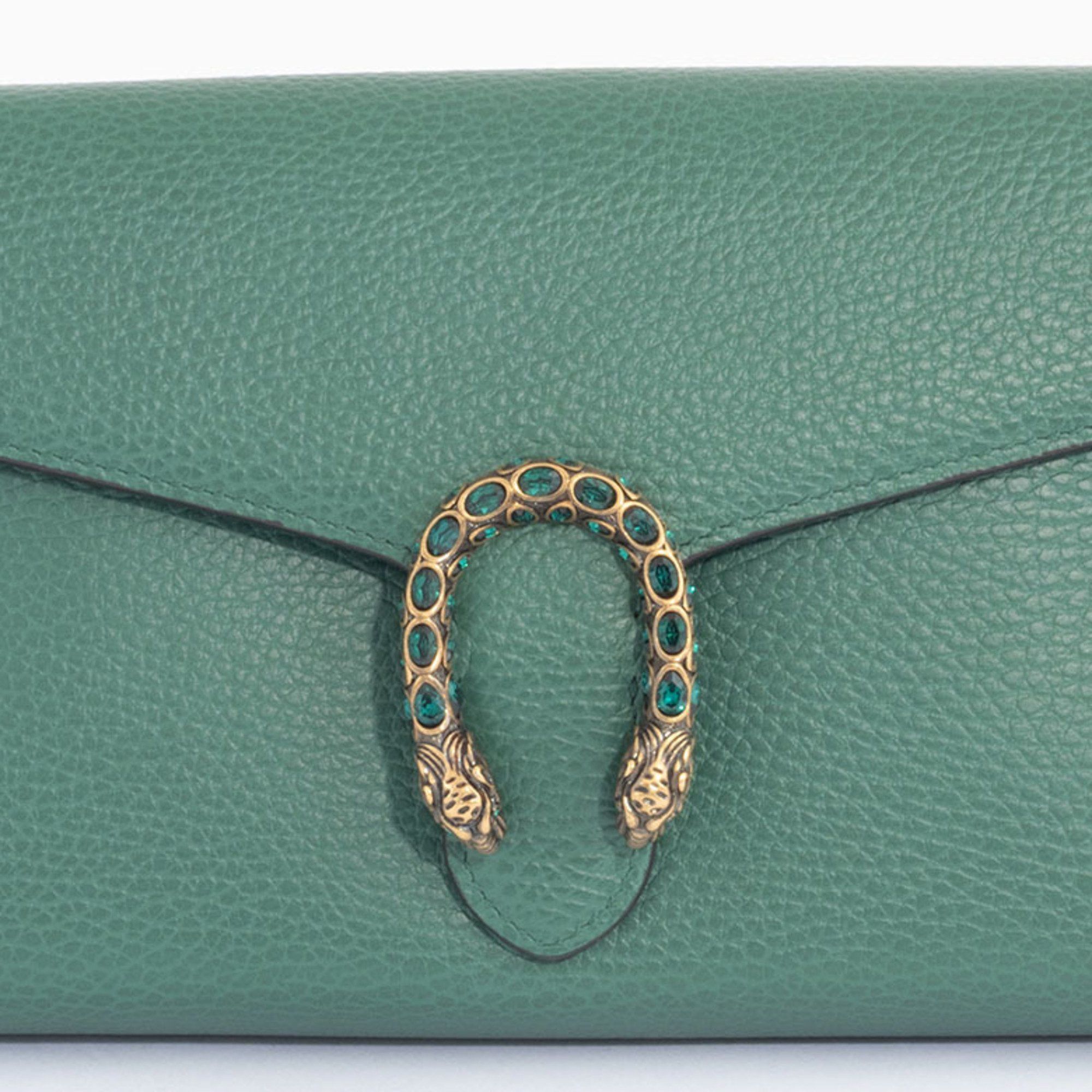 Gucci Duosonis Chain Wallet Shoulder Bag 401231 Leather Green