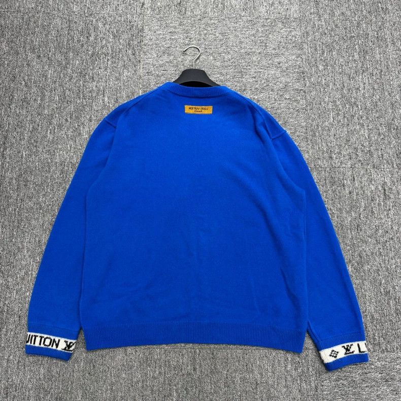 Louis Vuitton Louis Vuitton Blue Knit Sweater with Logo-yf Size US XL / EU 56 / 4 - 2 Thumbnail