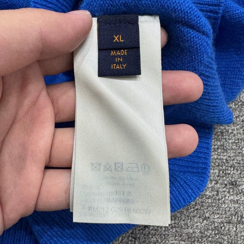 Louis Vuitton Louis Vuitton Blue Knit Sweater with Logo-yf Size US XL / EU 56 / 4 - 4 Thumbnail
