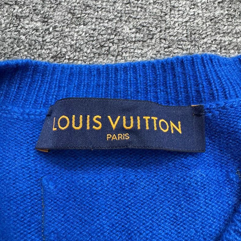 Louis Vuitton Louis Vuitton Blue Knit Sweater with Logo-yf Size US XL / EU 56 / 4 - 3 Thumbnail