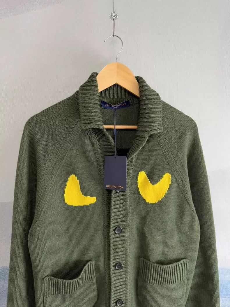 Louis Vuitton Louis Vuitton Nigo Olive Green Knit Cardigan-yf Size US M / EU 48-50 / 2 - 2 Thumbnail