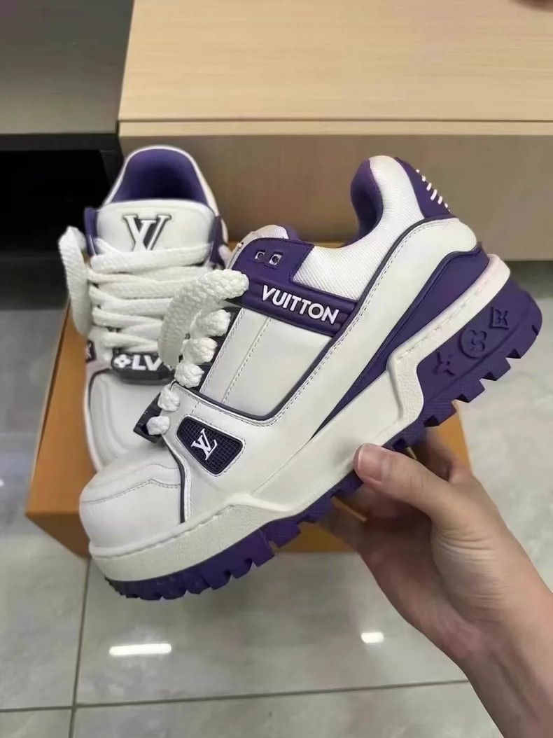Louis Vuitton LV Trainer New Purple Sneakers Size 40.5-yf Size US 8.5 / EU 41-42 - 2 Thumbnail