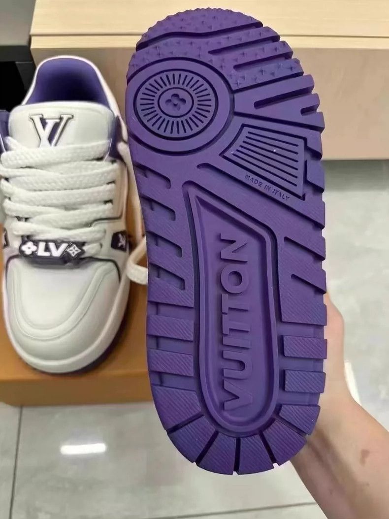 Louis Vuitton LV Trainer New Purple Sneakers Size 40.5-yf Size US 8.5 / EU 41-42 - 5 Thumbnail