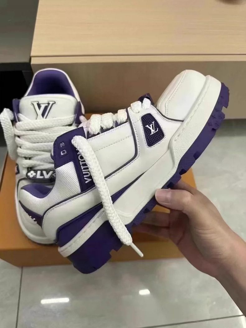 Louis Vuitton LV Trainer New Purple Sneakers Size 40.5-yf Size US 8.5 / EU 41-42 - 3 Thumbnail