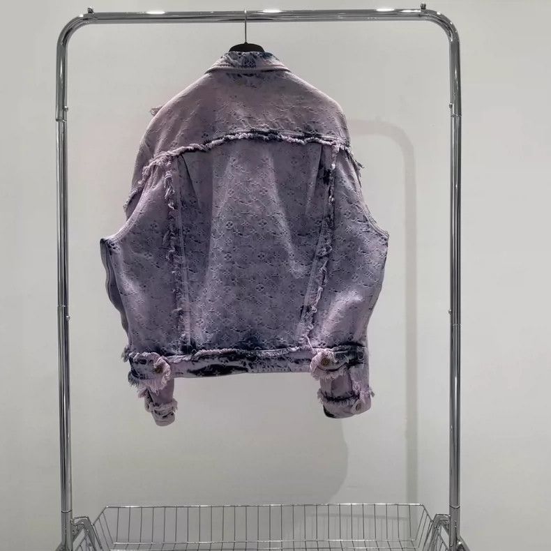 Louis Vuitton Louis Vuitton Purple Fringed Denim Jacket-yf Size US XXL / EU 58 / 5 - 2 Thumbnail