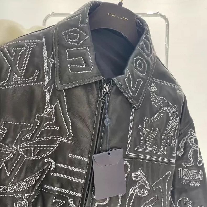 Louis Vuitton Louis Vuitton Black Embroidered Pilot Jacket-yf Size US L / EU 52-54 / 3 - 3 Thumbnail