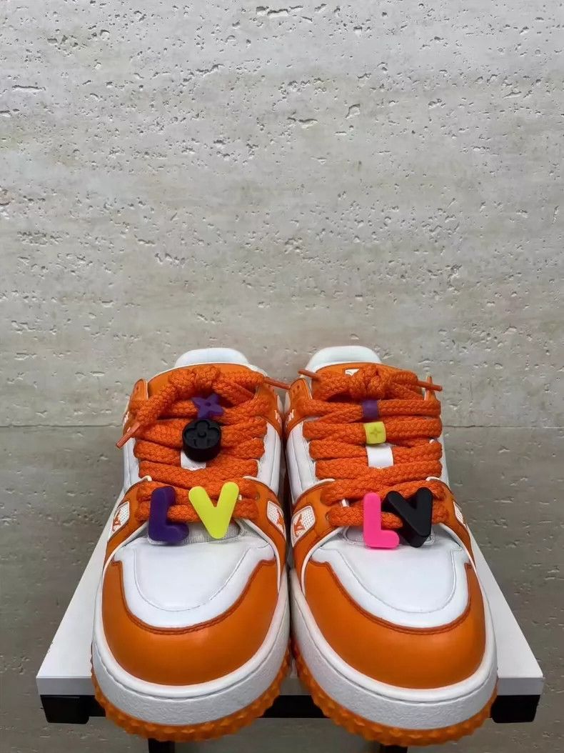 Louis Vuitton Louis Vuitton White Orange Trainer Sneakers Size 8-yf Size US 8 / EU 41 - 3 Thumbnail