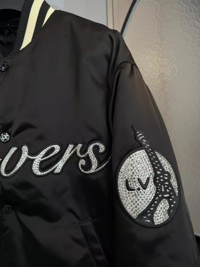Louis Vuitton Louis Vuitton Black Rhinestone Baseball Jacket-yf Size US L / EU 52-54 / 3 - 3 Thumbnail