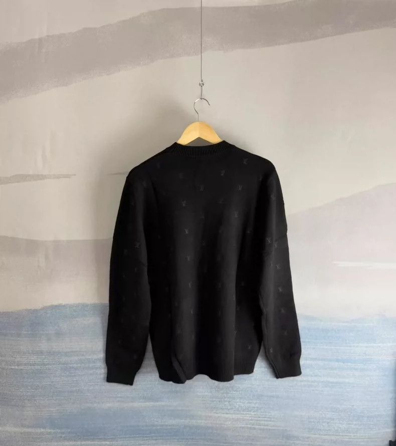 Louis Vuitton Louis Vuitton Black Embroidered Wool Knit Sweater-yf Size US L / EU 52-54 / 3 - 3 Thumbnail
