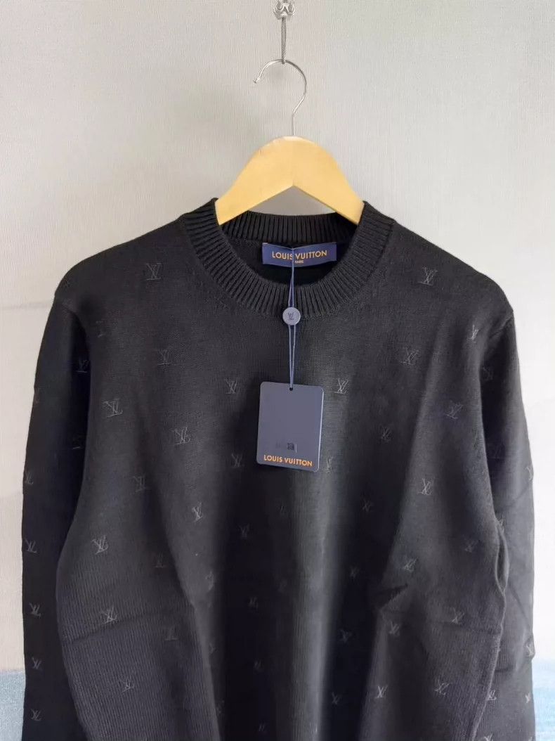 Louis Vuitton Louis Vuitton Black Embroidered Wool Knit Sweater-yf Size US L / EU 52-54 / 3 - 2 Thumbnail