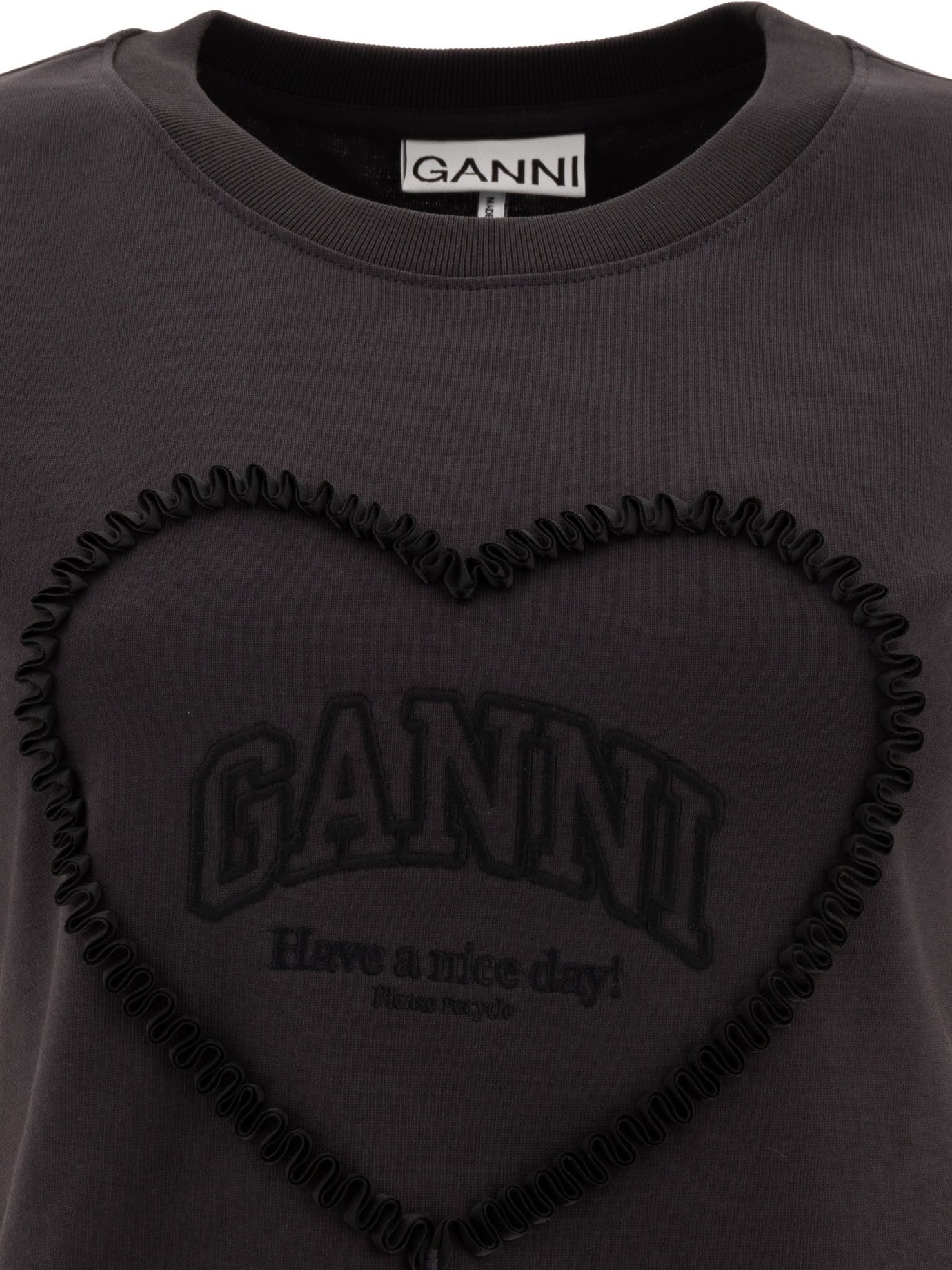 Ganni Cotton T-Shirt With Logo Size XS / US 0-2 / IT 36-38 - 3 Thumbnail
