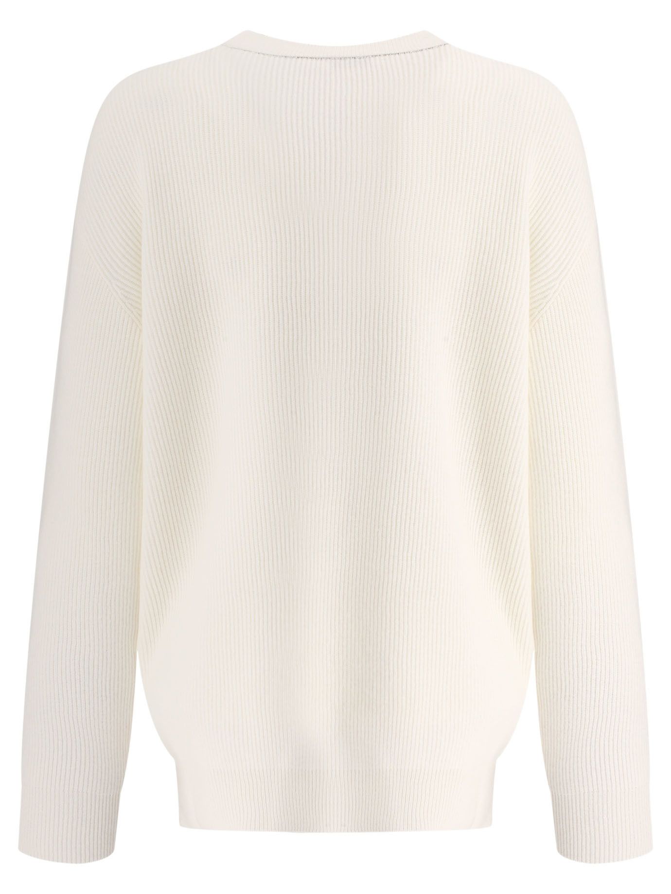 Brunello Cucinelli Maglia In Cashmere A Coste Inglesi Con Monile Size L / US 10 / IT 46 - 2 Thumbnail