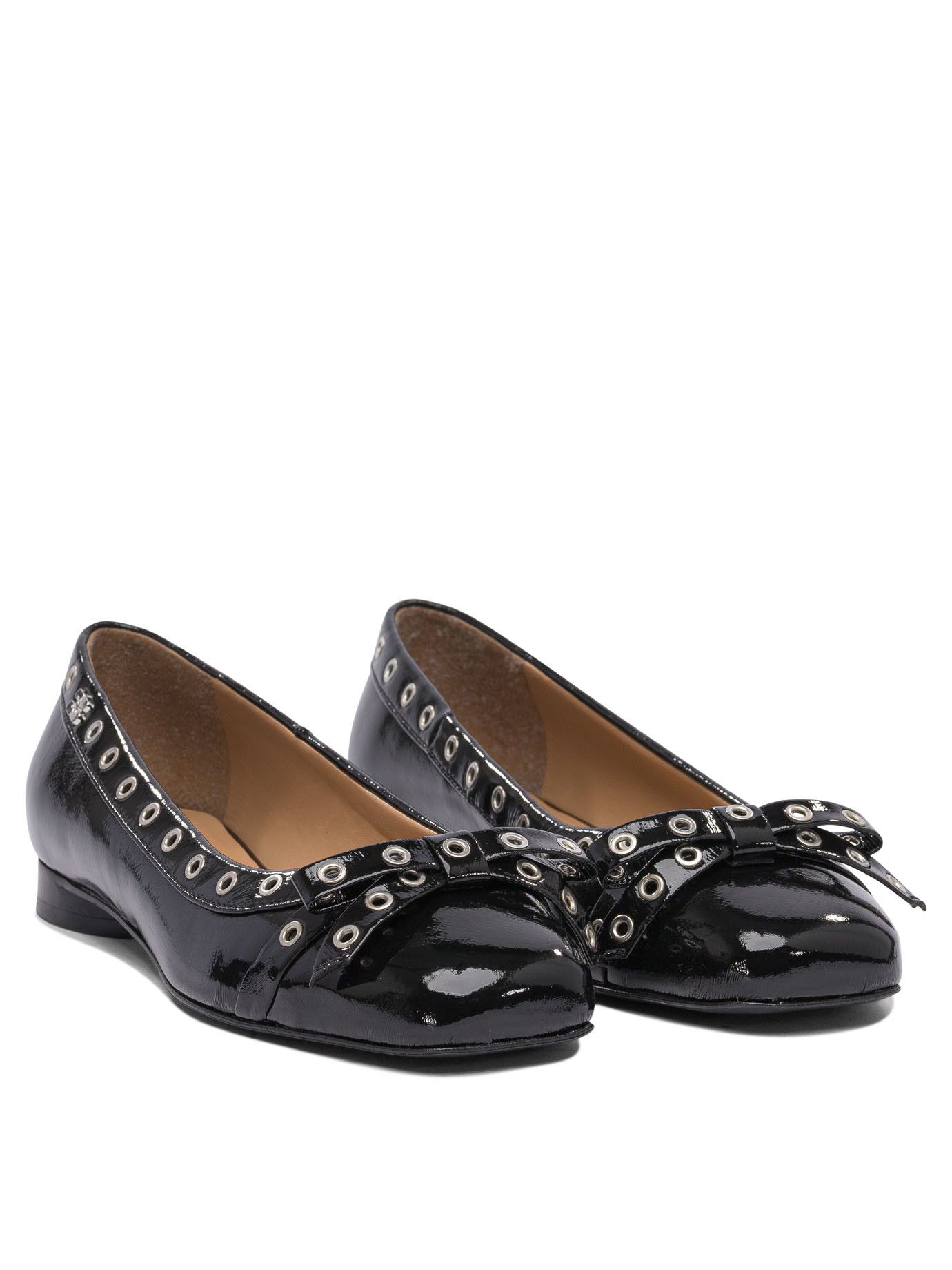 Ganni Eyelet Bow Ballet Flats Size US 9 / IT 39 - 2 Thumbnail