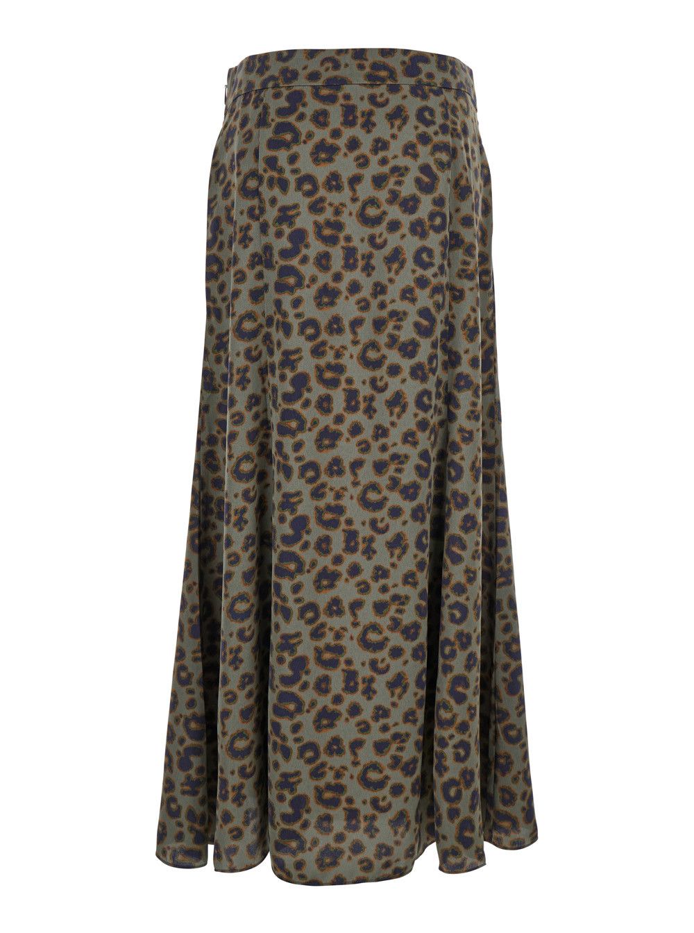 ba&sh 'Blaire' Green Long Skirt with All-Over Leopard Print in Tech Fabric Woman Size 34" / US 12 / IT 48 - 2 Thumbnail
