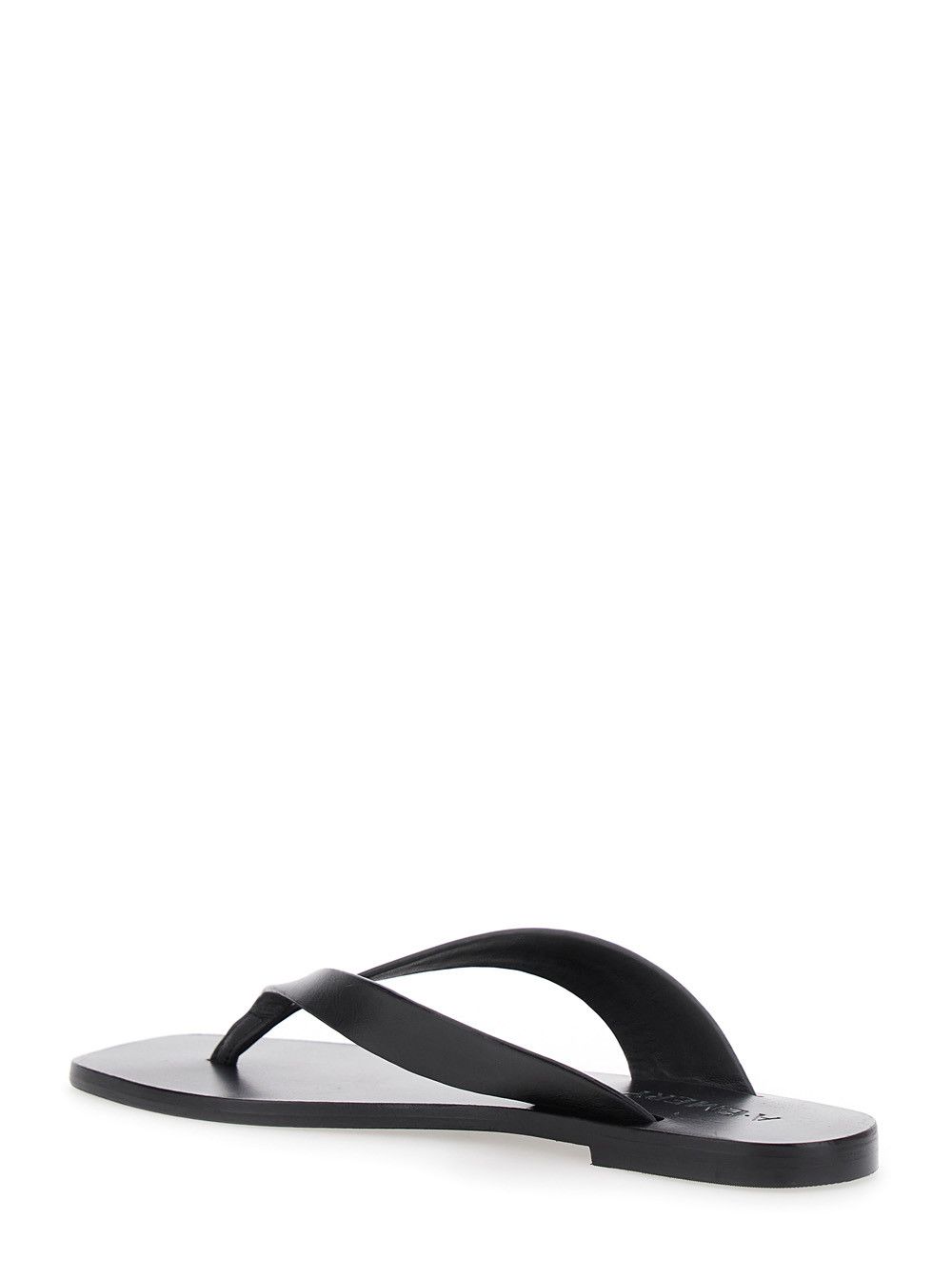 'Kinto' Black Sandals with Square Toe and Thong Design in Leather Woman