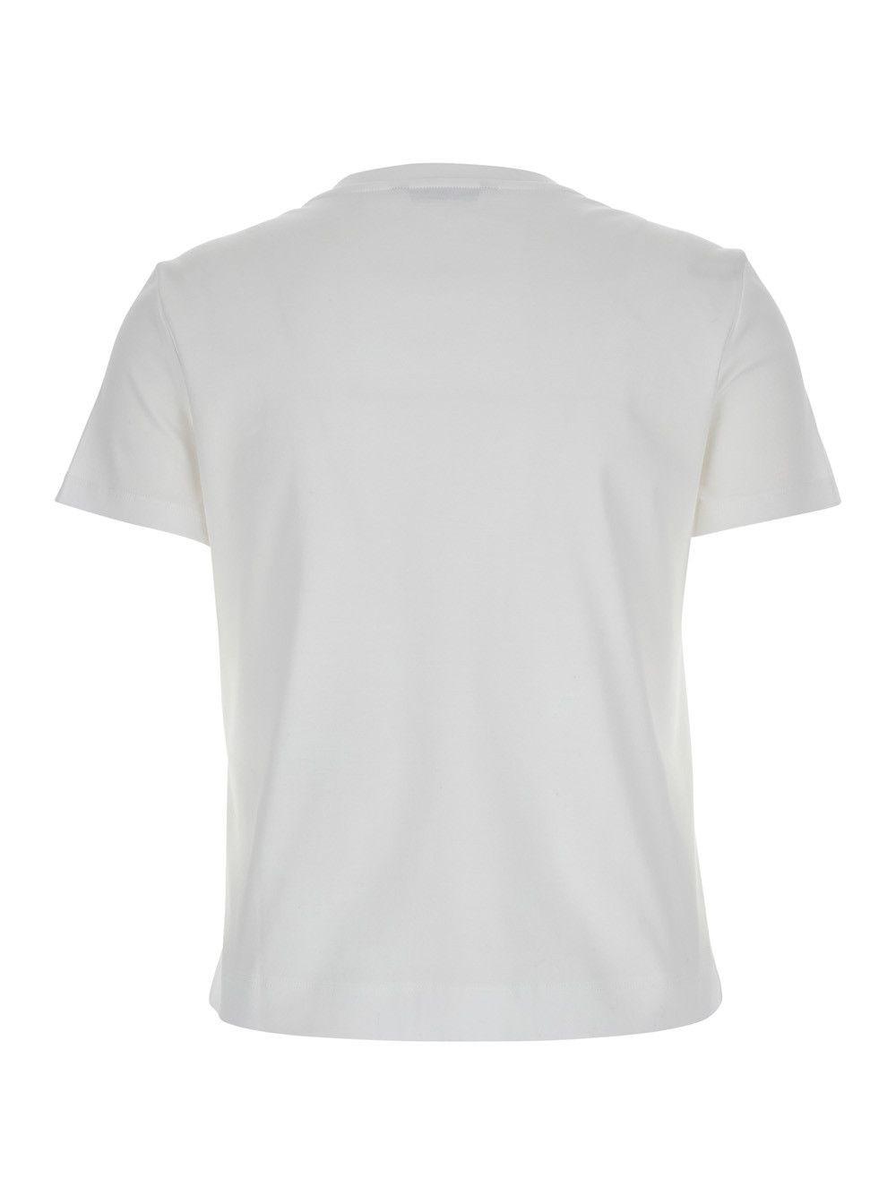 Max Mara 'Nerina' White Crewneck T-Shirt with Tonal Logo Lettering on the Front in Cotton Woman Size XS / US 0-2 / IT 36-38 - 2 Thumbnail