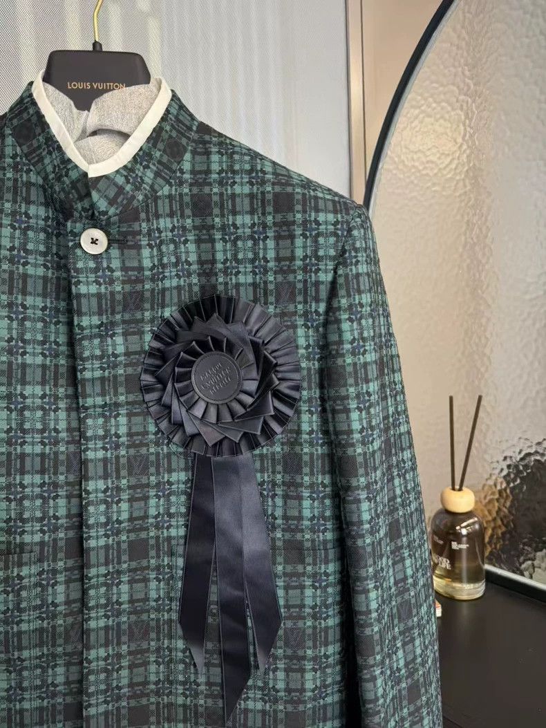 Louis Vuitton Louis Vuitton Green Plaid Jacket with Logo-yf Size US L / EU 52-54 / 3 - 3 Thumbnail