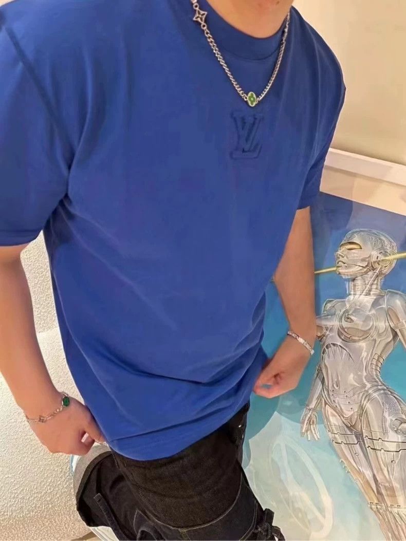 Louis Vuitton LV Louis Vuitton Blue Short Sleeve T-shirt-yf Size US XL / EU 56 / 4 - 5 Thumbnail