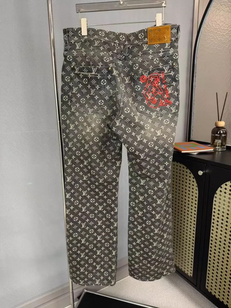 Louis Vuitton Louis Vuitton Full Logo Embroidered Jeans-yf Size US 33 - 2 Thumbnail