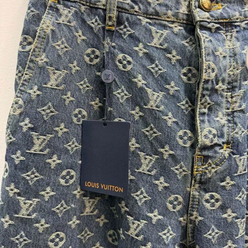 Louis Vuitton Louis Vuitton Logo Denim Pants with Stripes-yf Size US 34 / EU 50 - 2 Thumbnail