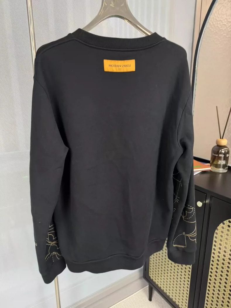 Louis Vuitton Louis Vuitton Black Embroidered Logo Sweatshirt-yf Size US XXL / EU 58 / 5 - 2 Thumbnail