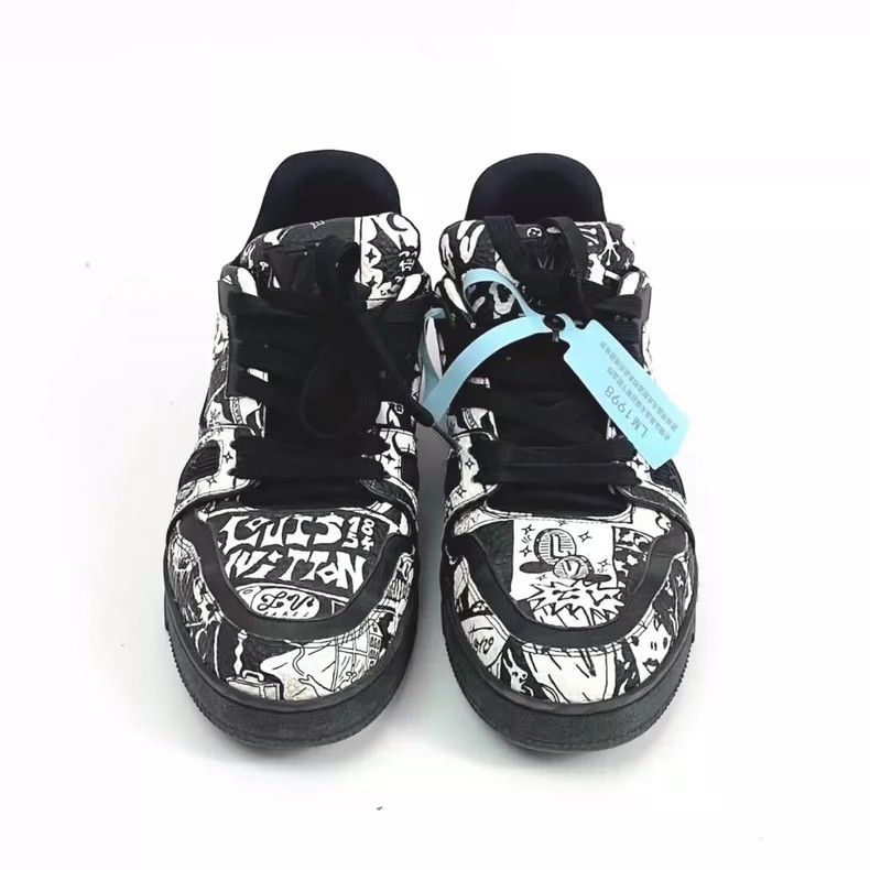 Louis Vuitton Louis Vuitton Black Graffiti Style Trainers-yf Size US 9.5 / EU 42-43 - 2 Thumbnail