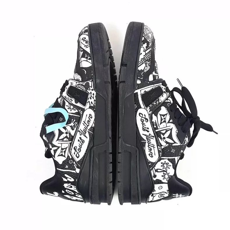 Louis Vuitton Louis Vuitton Black Graffiti Style Trainers-yf Size US 9.5 / EU 42-43 - 4 Thumbnail