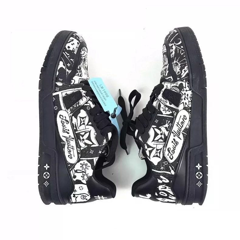 Louis Vuitton Louis Vuitton Black Graffiti Style Trainers-yf Size US 9.5 / EU 42-43 - 3 Thumbnail