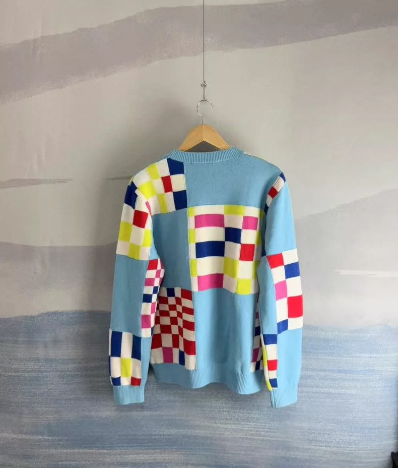 Louis Vuitton Louis Vuitton Blue Knit Sweater with Patterns-yf Size US M / EU 48-50 / 2 - 3 Thumbnail