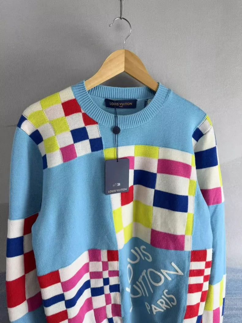 Louis Vuitton Louis Vuitton Blue Knit Sweater with Patterns-yf Size US M / EU 48-50 / 2 - 2 Thumbnail