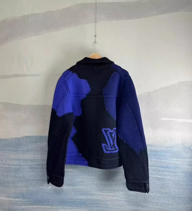 Louis Vuitton Louis Vuitton Blue Purple Knit Jacket Size L-yf Size US L / EU 52-54 / 3 - 3 Thumbnail