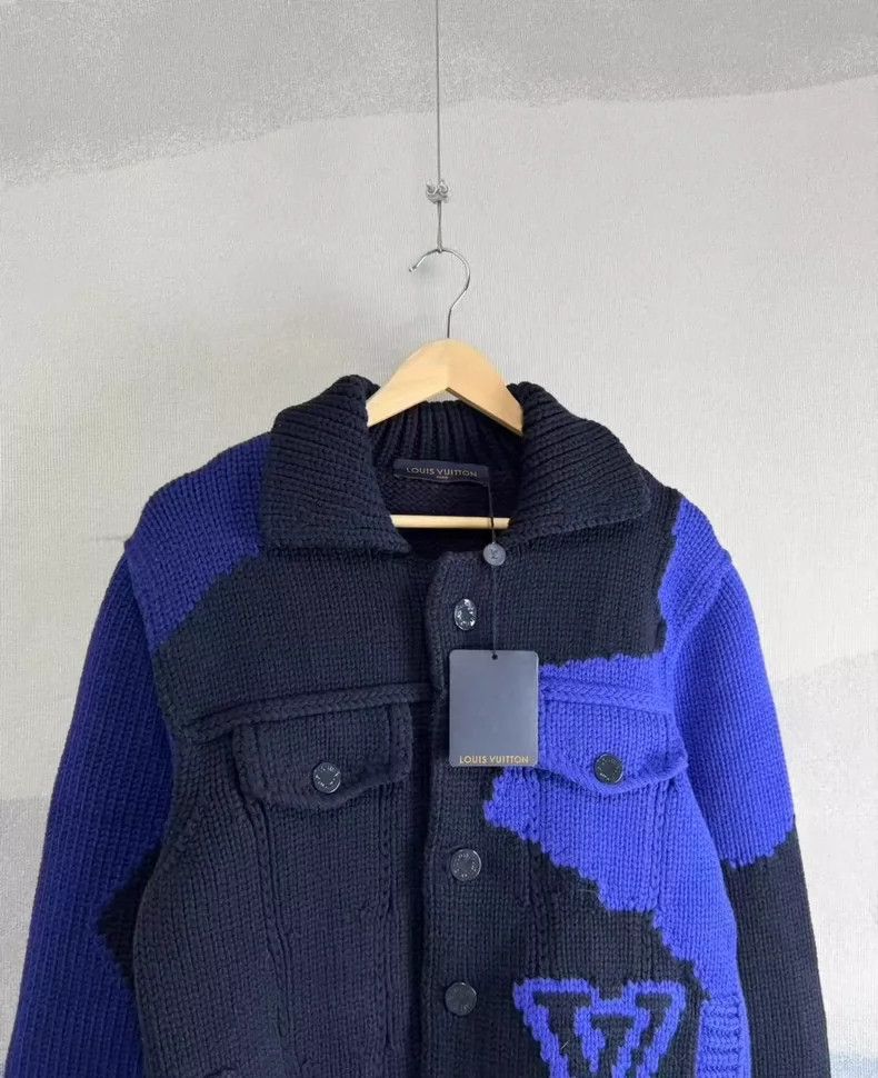 Louis Vuitton Louis Vuitton Blue Purple Knit Jacket Size L-yf Size US L / EU 52-54 / 3 - 2 Thumbnail