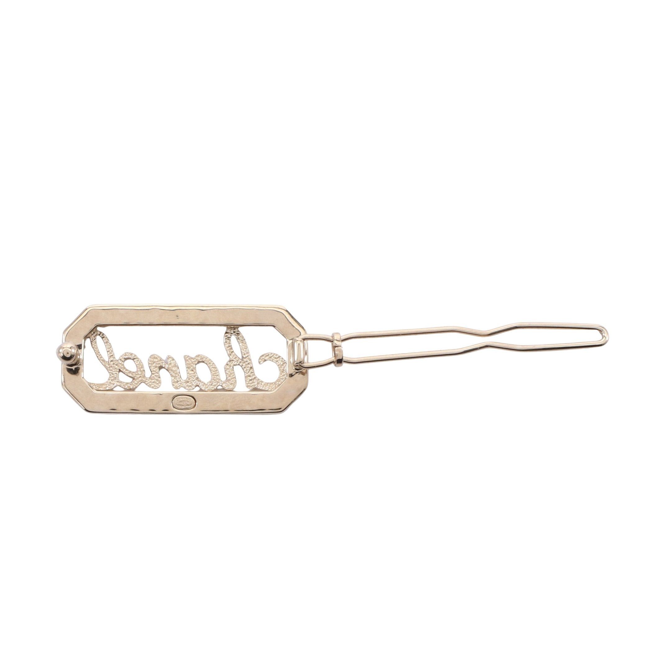 Chanel Chanel Logo Hair Clip Gp Rhinestone Fake Pearl Gold Clear White L23B Size ONE SIZE - 2 Thumbnail