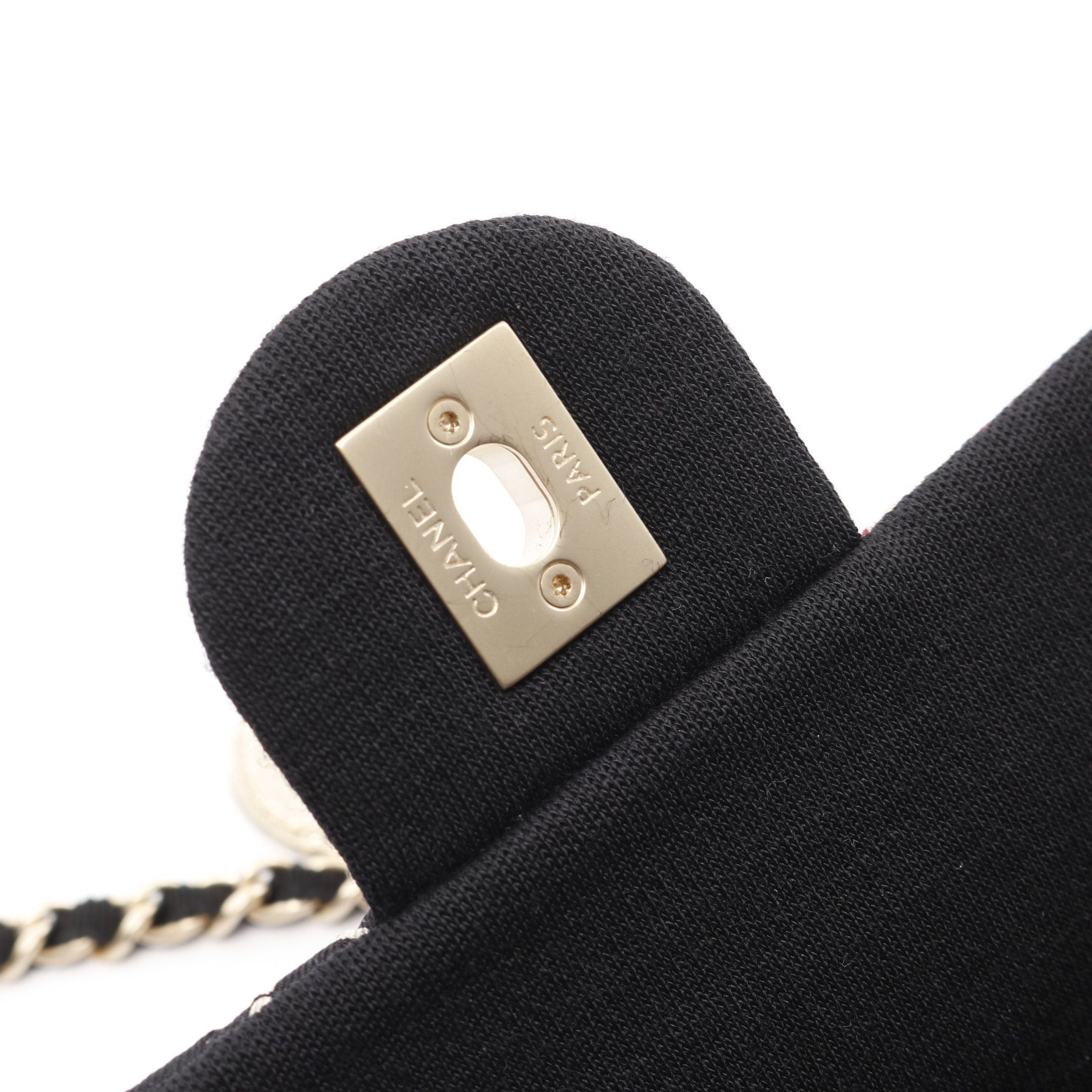 Chanel Chanel Mini Matelasse 20 Chain Shoulder Bag Cotton Jersey Fabric Black Multicolor Gold Hardware Size ONE SIZE - 11 Thumbnail