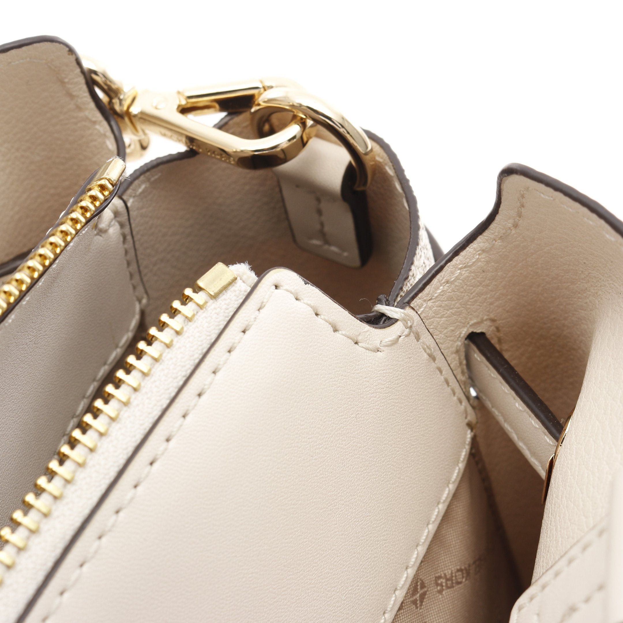Michael Kors Michael Kors Reed · Centre Zip Belted Satchel Large Mk Signature Handbag Tote Bag Leather Ivory Brown Size ONE SIZE - 8 Thumbnail