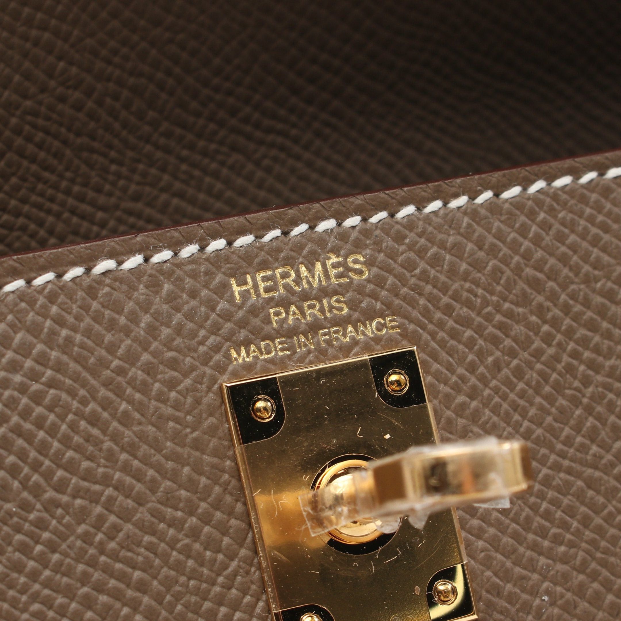 Hermes Hermes Kelly 25 Handbag Veau Epsom Gray Brown Gold Hardware Double Engraved Size ONE SIZE - 4 Thumbnail