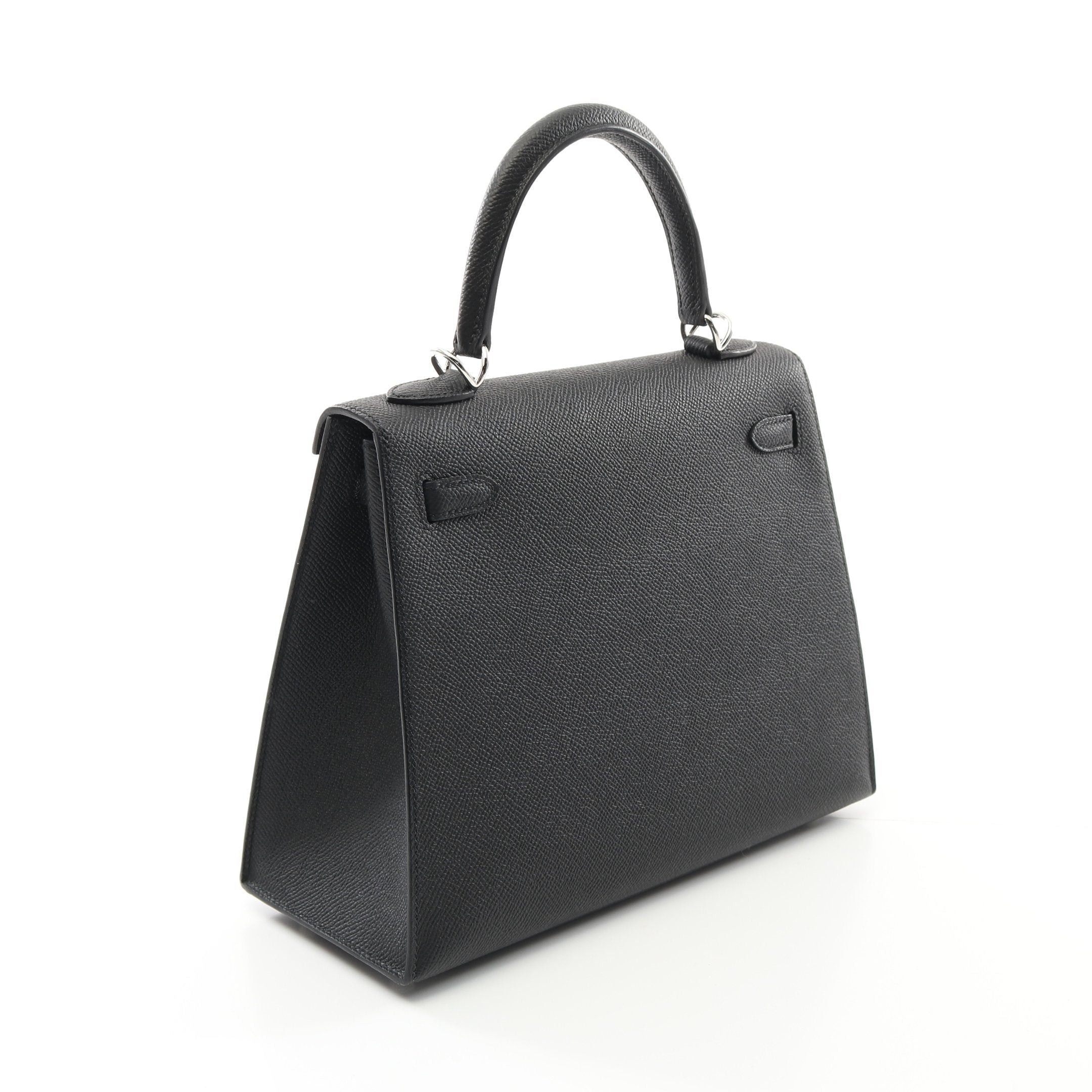 Hermes Hermes Kelly 25 Handbag Veau Epsom Black Silver Hardware Outside Sewing Double Engraved Size ONE SIZE - 2 Thumbnail