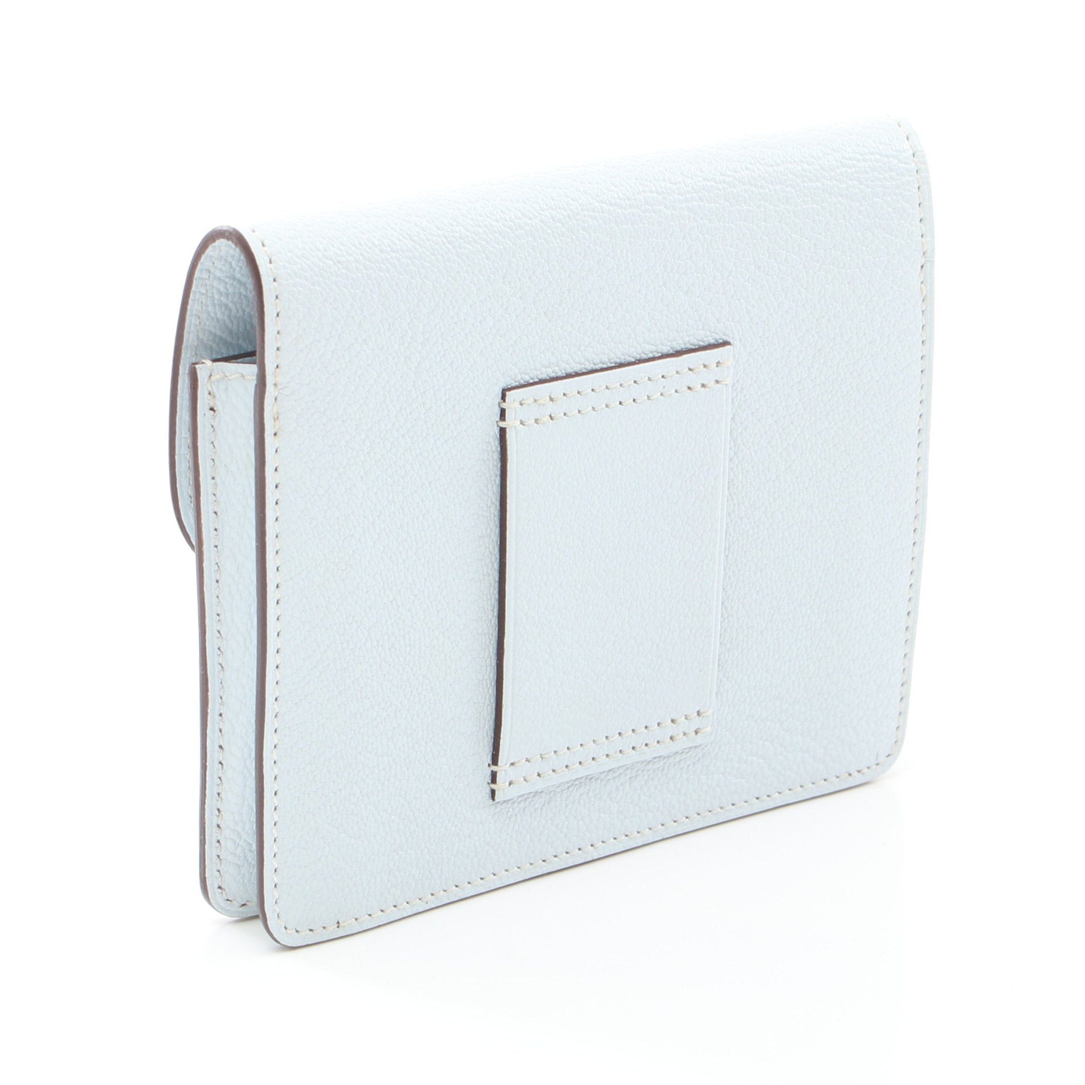 Hermes Hermes Lawris Ruri Slim Bi-Fold Wallet Chevre Light Blue Gold Hardware Z Stamp Size ONE SIZE - 2 Thumbnail