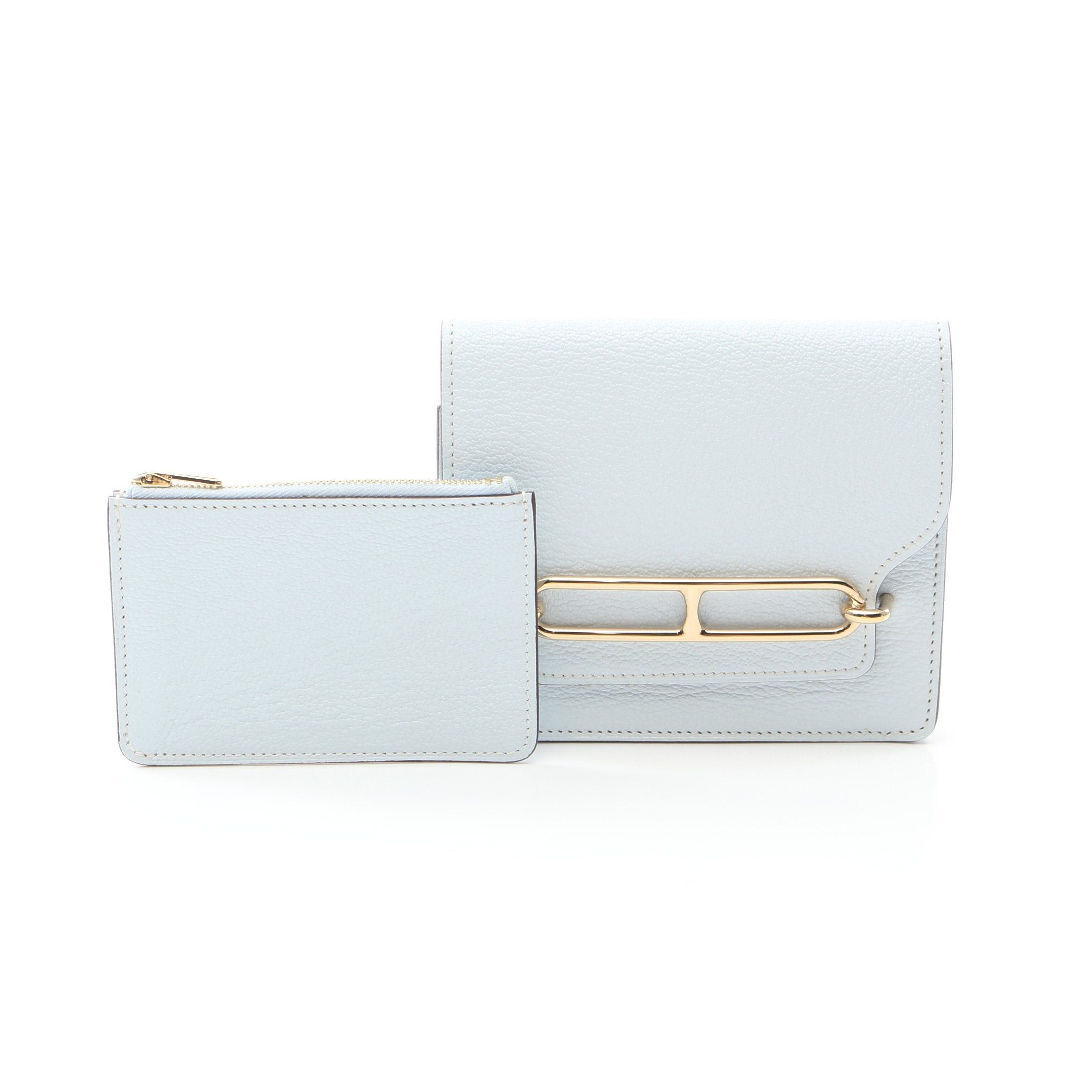 Hermes Hermes Lawris Ruri Slim Bi-Fold Wallet Chevre Light Blue Gold Hardware Z Stamp Size ONE SIZE - 6 Thumbnail