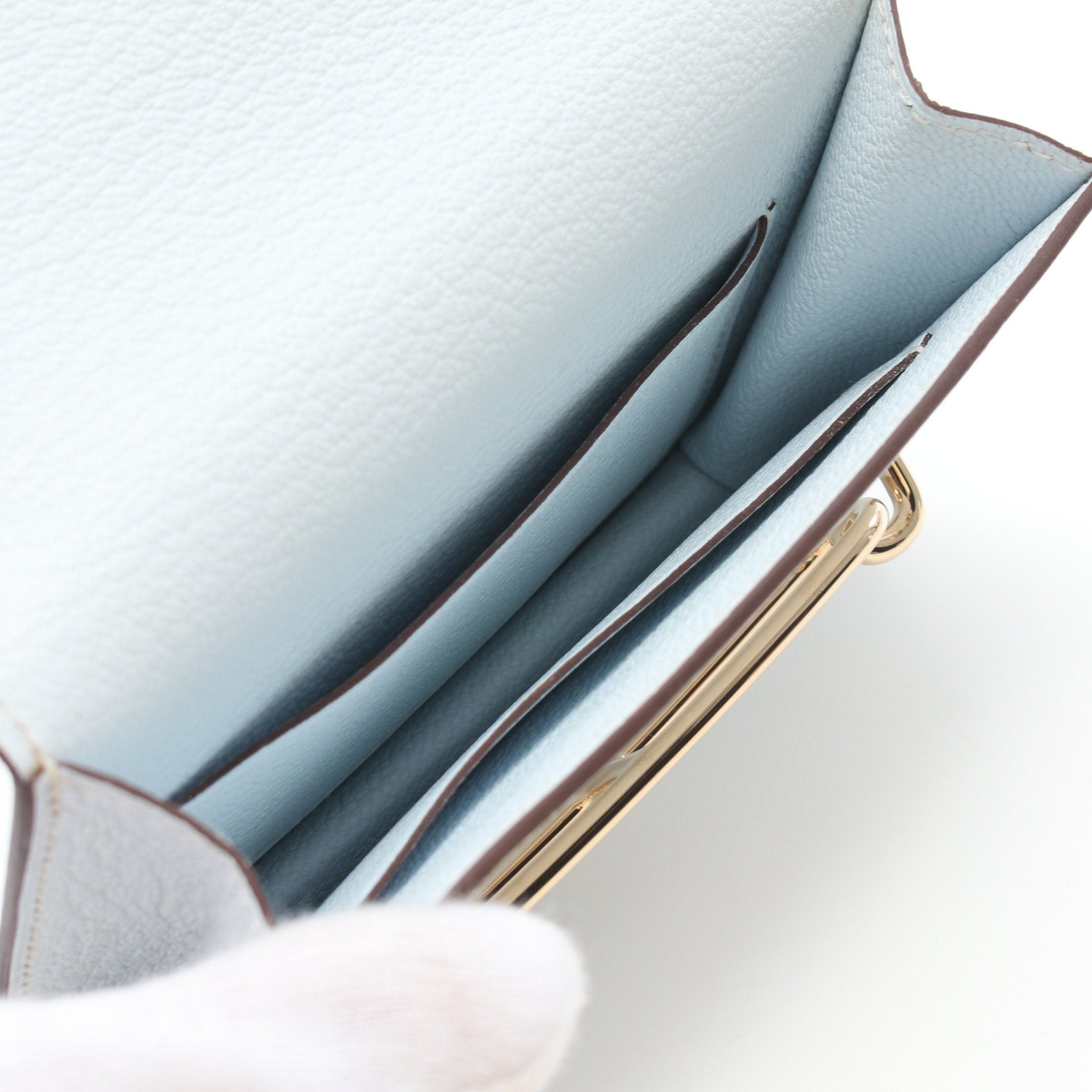 Hermes Hermes Lawris Ruri Slim Bi-Fold Wallet Chevre Light Blue Gold Hardware Z Stamp Size ONE SIZE - 3 Thumbnail
