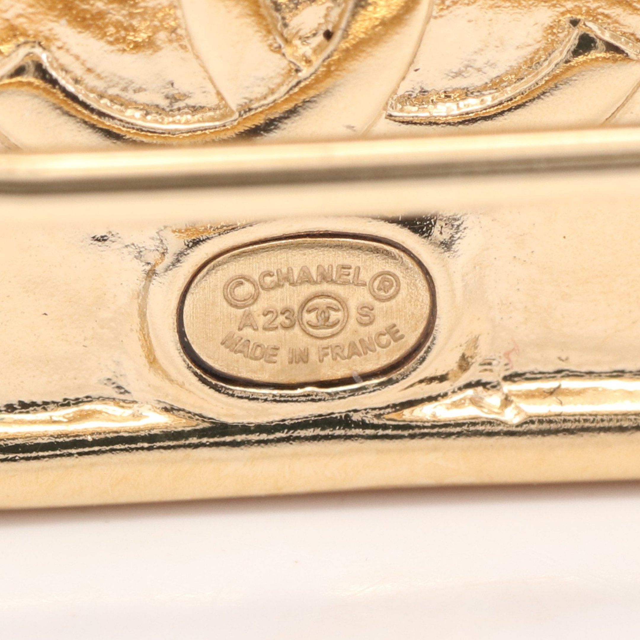 Chanel Chanel Logo Hair Clip Gp Leather Gold Black A23S Size ONE SIZE - 3 Thumbnail