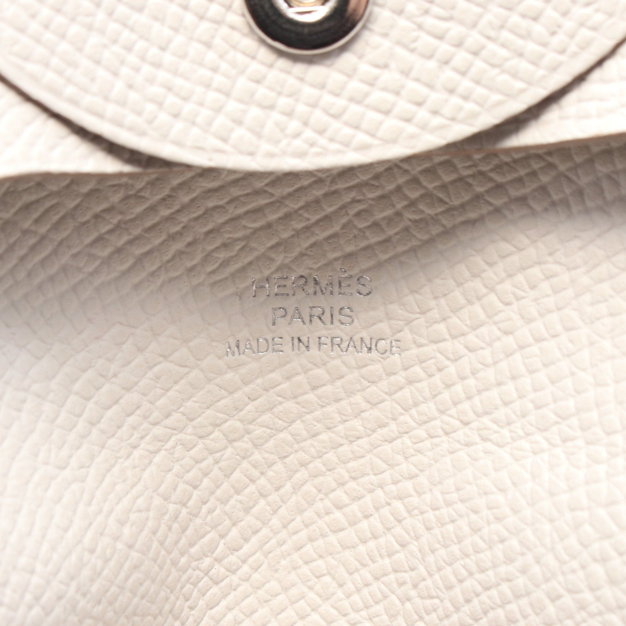 Hermes Hermes Bastia Mushroom Coin Purse Veau Epsom Off White Silver Hardware Double Engraved Size ONE SIZE - 4 Thumbnail