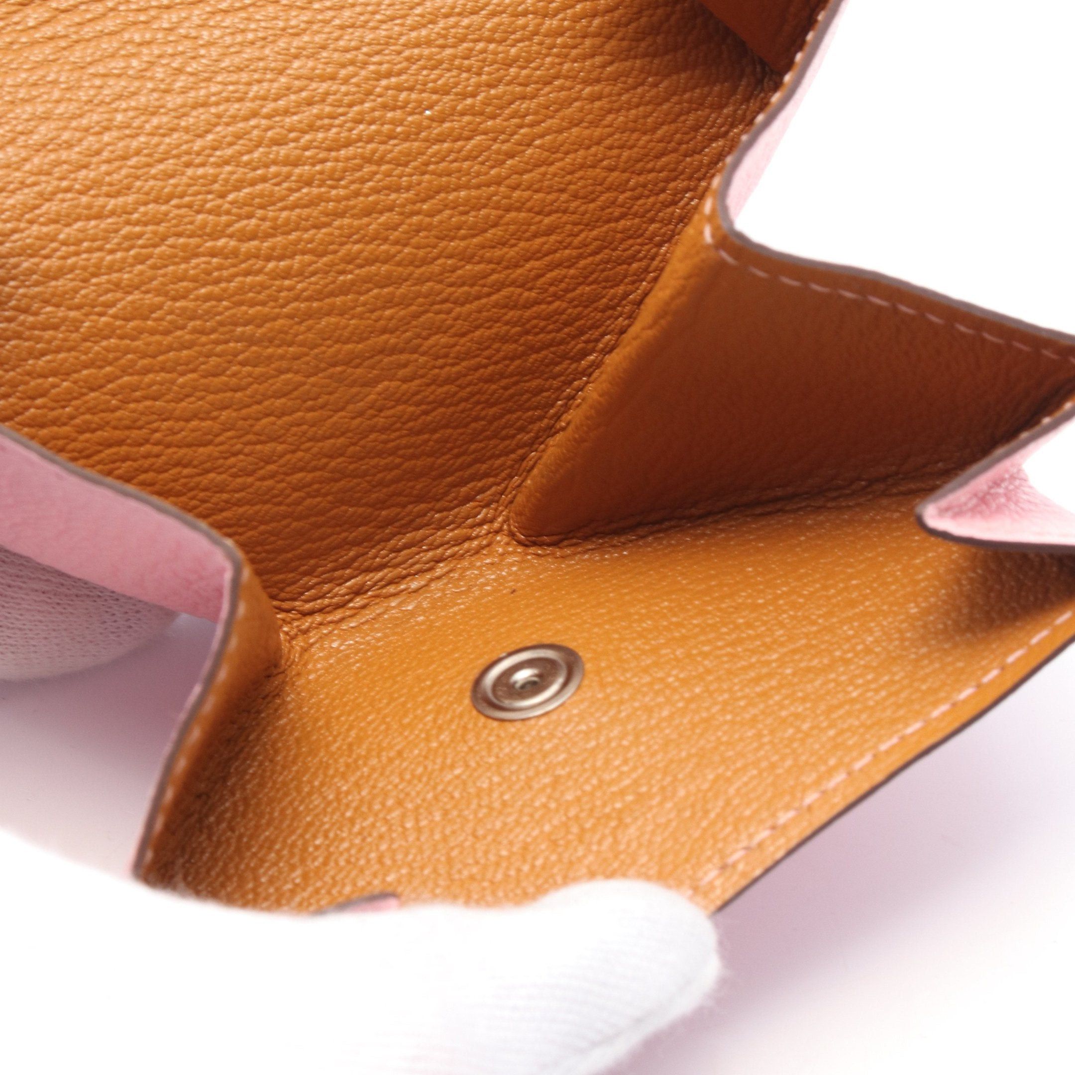Hermes Hermes Levain Quatre Verso Rose Sakura Caramel Coin Purse Chevre Pink Silver Hardware Y Stamp Size ONE SIZE - 3 Thumbnail
