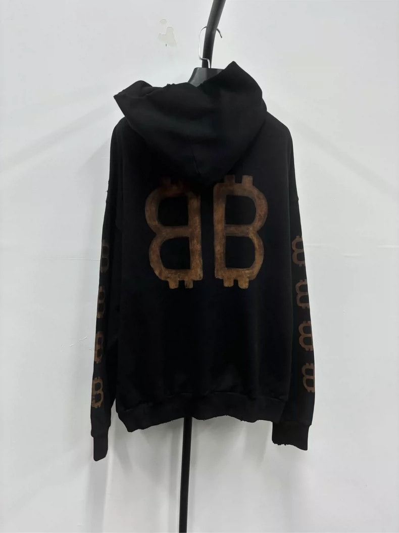 Balenciaga Balenciaga Bitcoin Distressed Hoodie-yf Size US M / EU 48-50 / 2 - 2 Thumbnail
